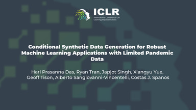 Conditional Synthetic Data Generation for Robust Machine Learning Applications with Limited Pandemic Data